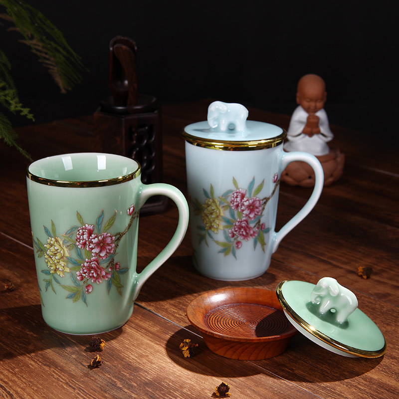 Red xin office tea jingdezhen ceramic tea set household with cover cup celadon single CPU