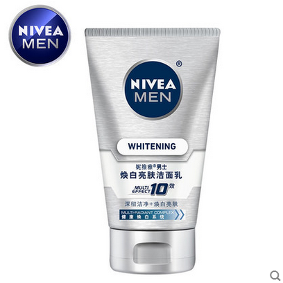 Nivea/妮维雅男士焕白亮肤洁面乳100g洗面奶 深层清洁提亮肤色