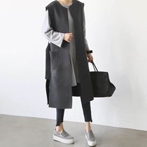 2021 Spring and autumn new Korean version of Mao the two-sided suede waistcoat the original Cebu Machia fashion cashmere vest woman