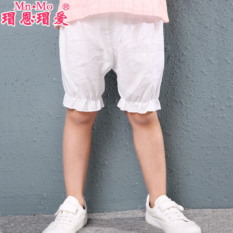 瑁恩瑁爱春夏童装新款女童小中大童宝宝棉麻灯笼裤垮裤大PP裤中裤