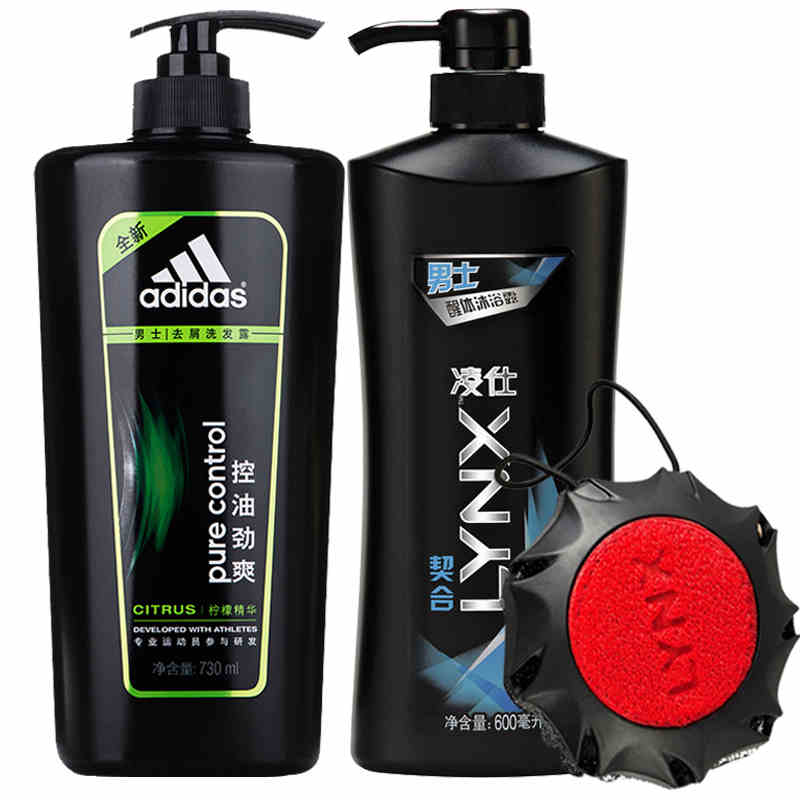 凌仕男士醒体香水香氛沐浴露600ml+阿迪达斯控油劲爽洗发水730ml