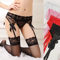 Full ren openwork lưới gợi cảm garter Bow chống trượt (không có quần lót và vớ) nịt bít tất bằng da pu