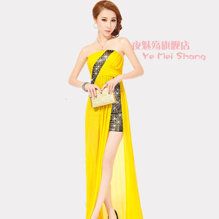 夜魅殇夜场KTV晚礼服长款性感修身桑拿技师长