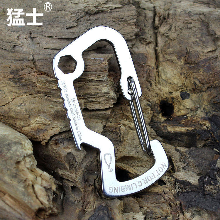 Mengshi produced stainless steel thickened quick-hanging D buckle portable key chain backpack hanging buckle carabiner buckle kettle buckle