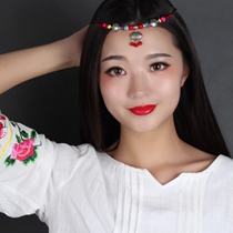 National Wind Original artisanal bohemian bridal bride red forehead hanging adorned personality headwear princess Chapo Hair Accessories