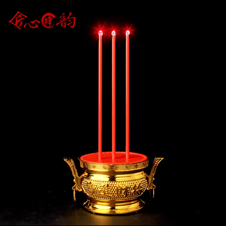 LED electronic incense burner candle lamp dedicated to civil and military god of wealth worship Buddha household products smokeless plug-in battery dual-purpose