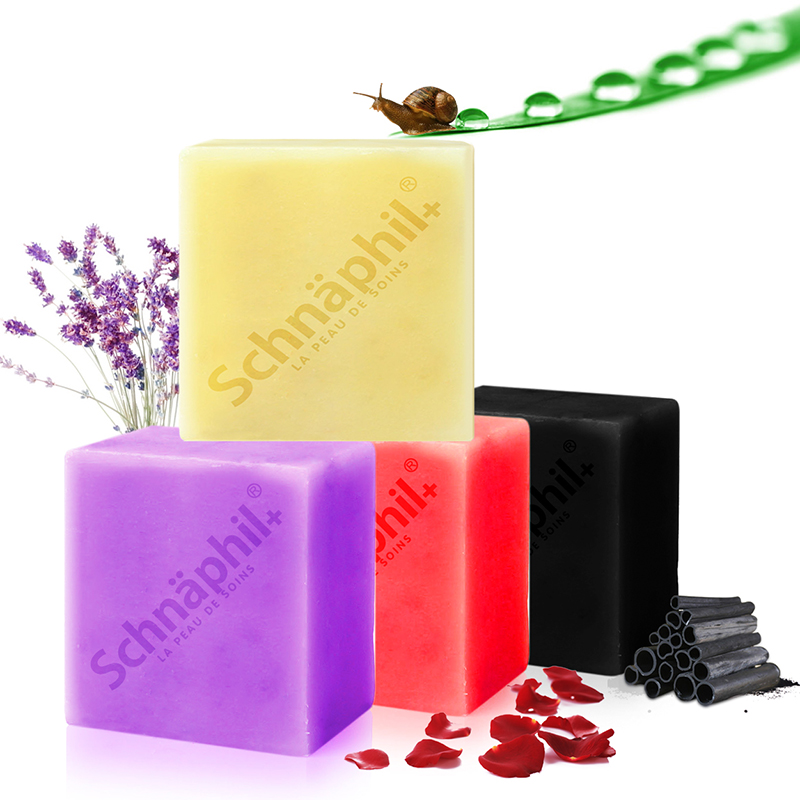 施奈芙蜗牛手工皂4件套（蜗牛+玫瑰+薰衣草+竹炭）去顽固黑头油光