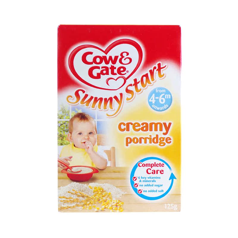 英国牛栏辅食Cow＆Gate婴儿米粉宝宝米糊4-6个月125g奶油味