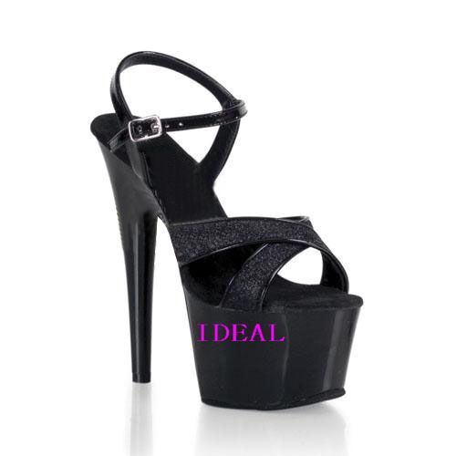New  Nightclub Sexy Platform Women's Shoes Black Platform Shoes 15cm/ 17cm Ultra High Heel Sandals