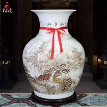 Jingdezhen ceramic hand-painted freehand landscape flower arrangement storage vase floor large table Fulu bottle home ornaments