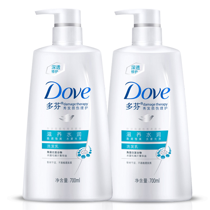 Dove多芬洗发水露乳700mlx2瓶 滋养水润 大瓶套装 洗头发膏正品