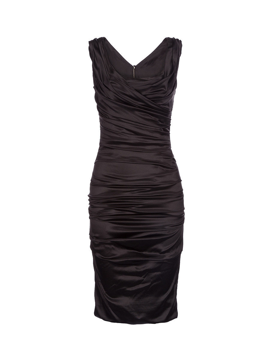 Dolce&Gabbana 黑色桑蚕丝细褶连衣裙