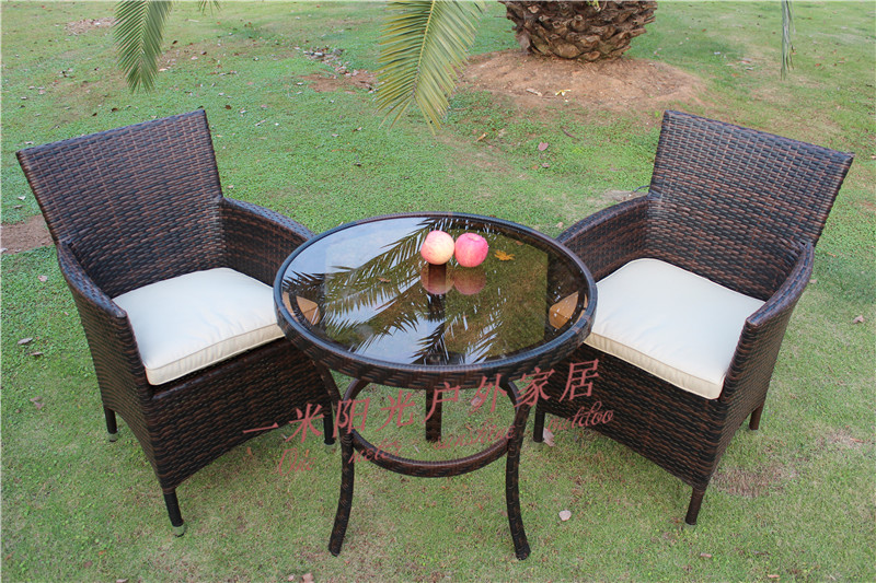 Rattan table and chairs tea table coffee room Milk Tea Shop Outdoor Leisure Balcony Combo Outdoor