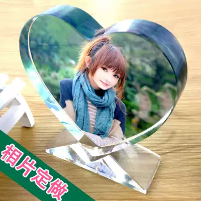 Crystal photo making photo custom crystal table heart-shaped Valentine's Day gift birthday gift