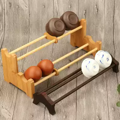 Detachable bamboo cup holder drain tea rack single-layer double-layer tea cup Ebony wooden tea tray zero with storage ornaments