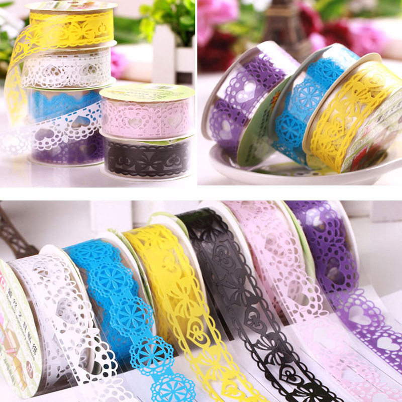 Korean creative stationery cute cartoon trumpet lace tape decoration transparent DIY hollow lace sticker