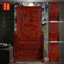 Dongyang wood carving solid wood camphor wood flowers blossom rich seat screen Chinese antique double-sided carving living room porch screen