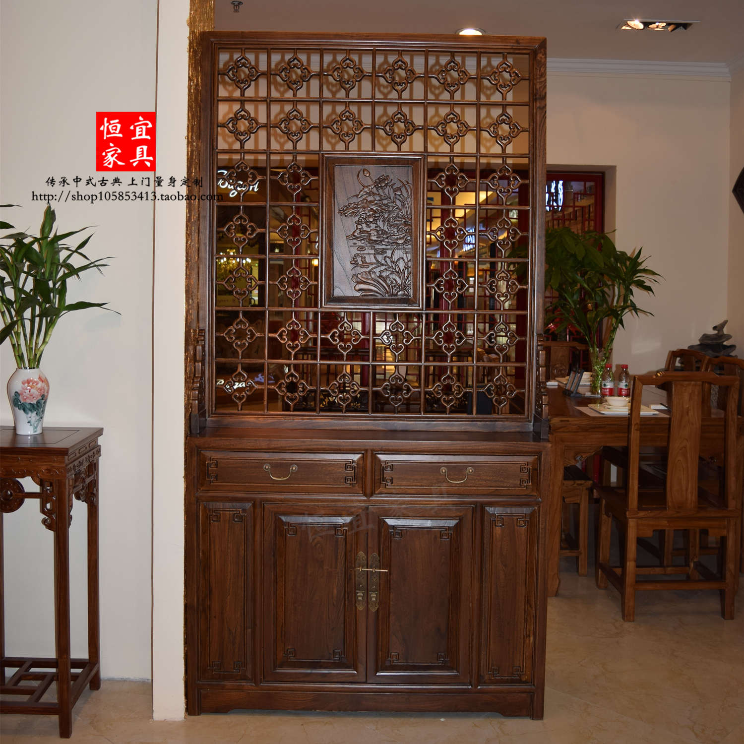 Hengyi Ming and Qing Classical Furniture Chinese Screen Shoe Cabinet Partition Antique Solid Wood Entrance Shoe Cabinet Old Elm Special
