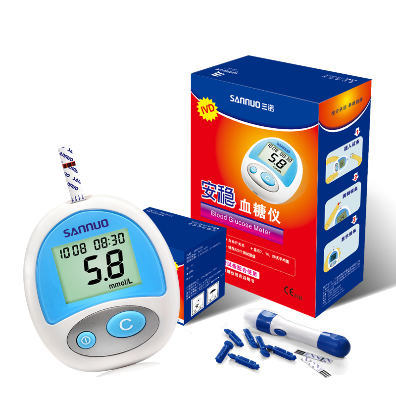 三诺安稳血糖试纸 血糖仪家用 50片瓶装附50针 测血糖仪 ZJ