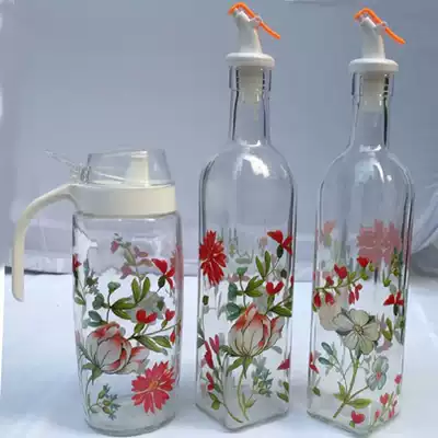 New leak-proof glass vinegar bottle oil pot three-piece kitchen liquid seasoning bottle table soy sauce vinegar seasoning bottle