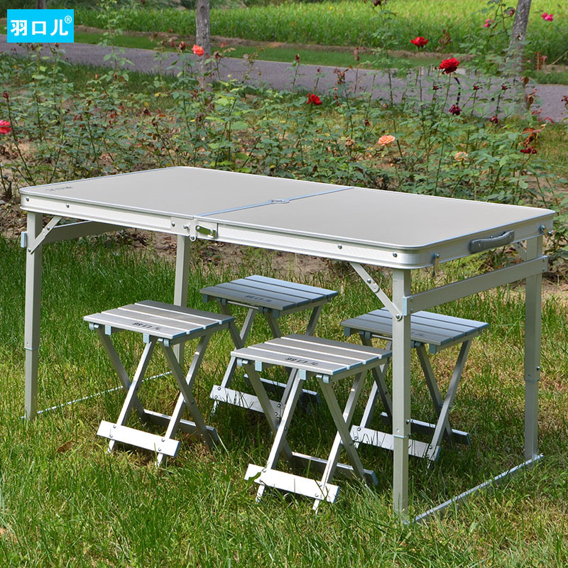 Yukouer Folding Table and Chair Set, Outdoor Portable Aluminum Alloy Picnic Table, Suitable for Self-Driving, Car-Mounted, and Vendor Tables
