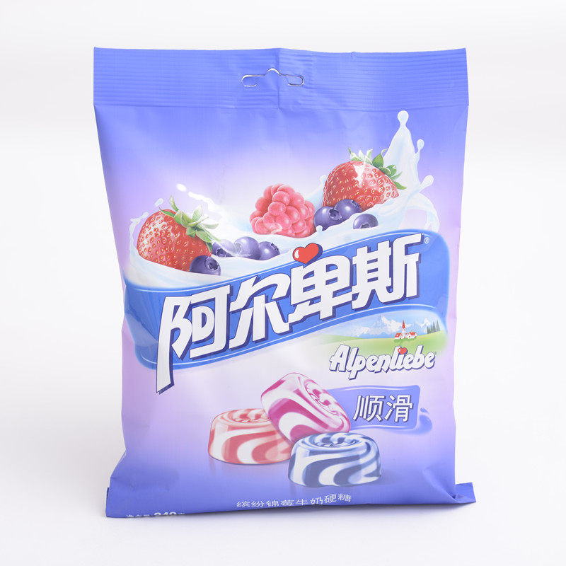 【天猫超市】阿尔卑斯顺滑缤纷锦莓牛奶硬糖240g袋装精选多种口味