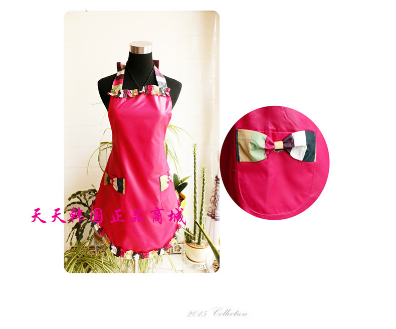 Korean stripes lace with neck waterproof oil apron Princess Butterfly Bow Kitchen household Han edition apron