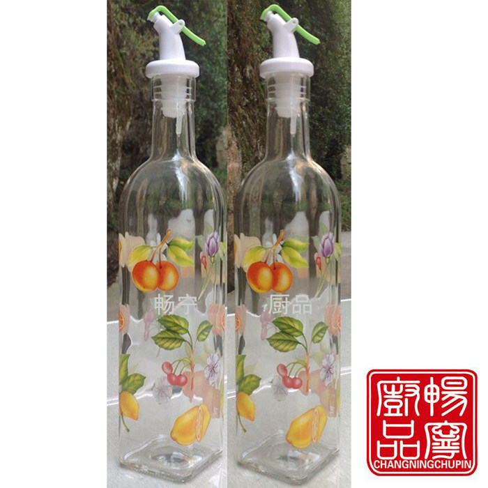 Glass oil-proof vinegar bottle two pieces of glass oil kettle vinegar bottle kitchen conditioner bottle tablesFlavoring bottle