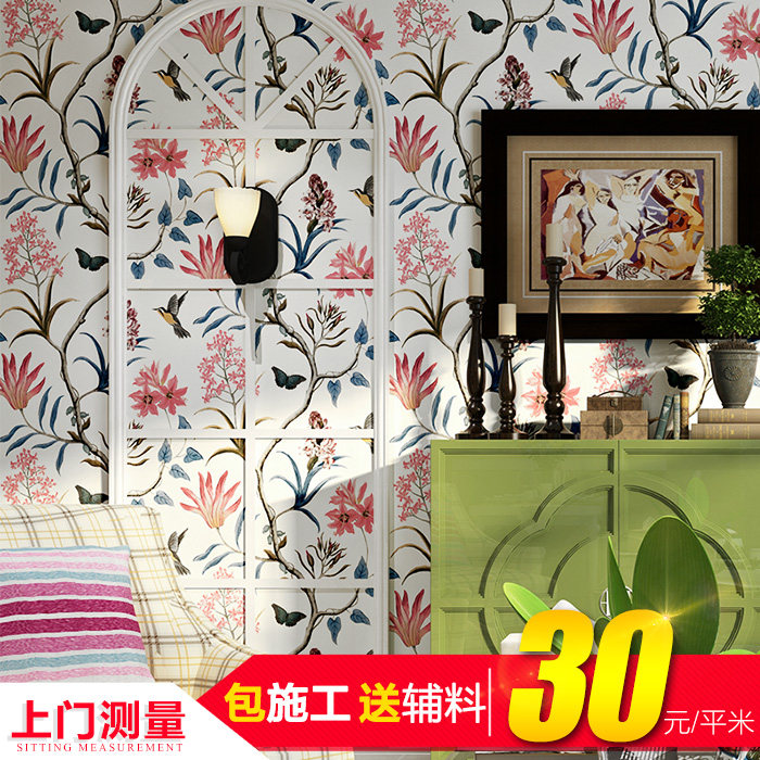 Chengdu unwoven cloth wallpaper printing American vintages Ancient Fields Garden Bedrooms room Living room TV Background Wall wallpaper CC
