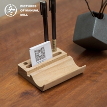 Wooden ipad phablet stand Beech desktop multi-function pen holder Business card mobile phone stand Base shelf