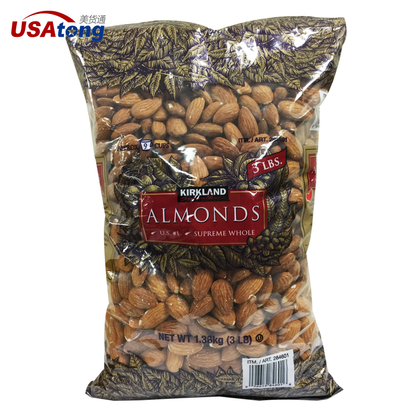 美国坚果零食 Kirkland可兰 Almonds大杏仁无盐原味 1.36KG