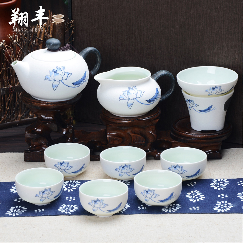 Xiang feng tea sets snowflakes kung fu tea tea tea set within the celadon glaze of a complete set of kung fu tea set