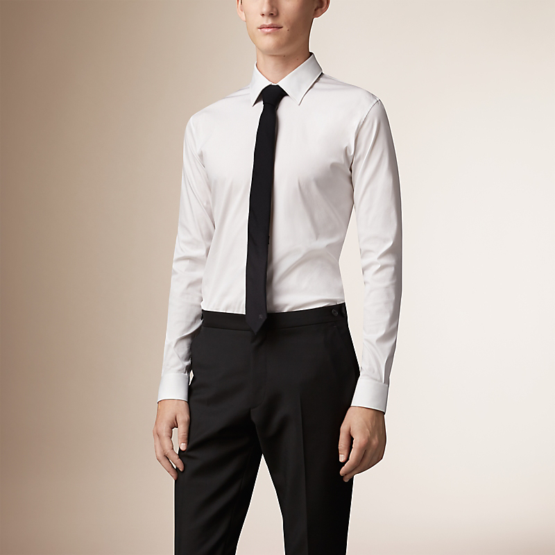 BURBERRY/博柏利修身剪裁弹力棉质混纺衬衫 39698531