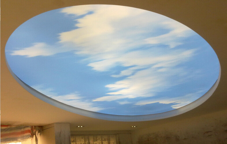 Blue Sky White Clouds Spray-painted Soft Film Lamembrane Precision Printed Film Bathroom Membrane Bath Special Smallpox Pattern Soft Film Nanjing Manufacturer