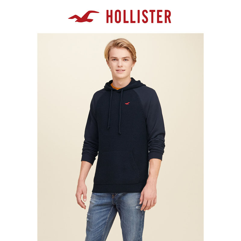 Hollister 织纹插肩领针织连帽衫 卫衣 男 110203