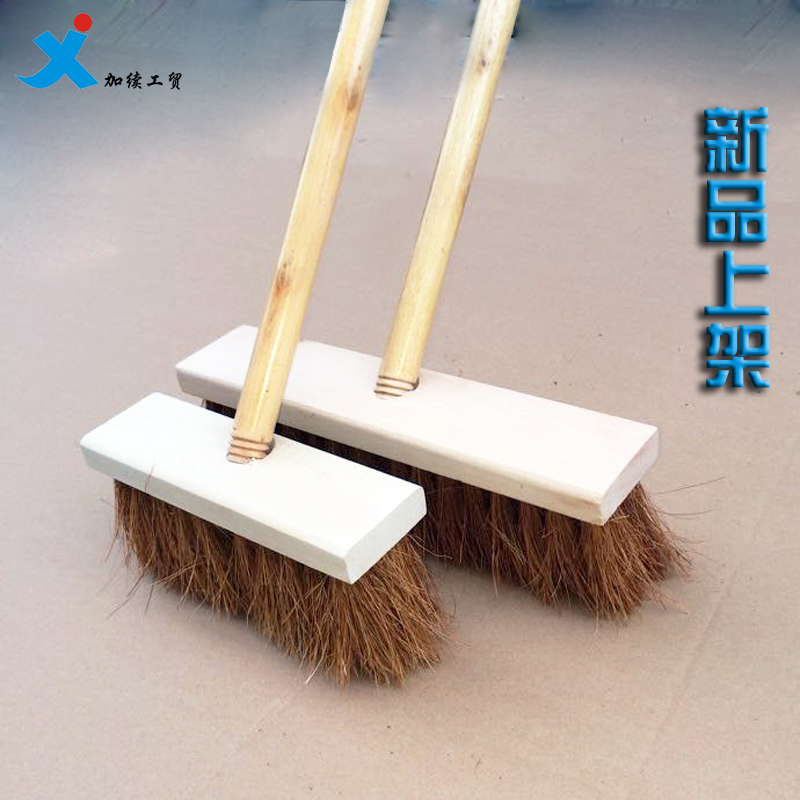 Industrial Brush, Marine Brown Bristle Deck Brush with Long Handle, Coconut Palm Bristle Floor Brush, 300mm Impa: 510603