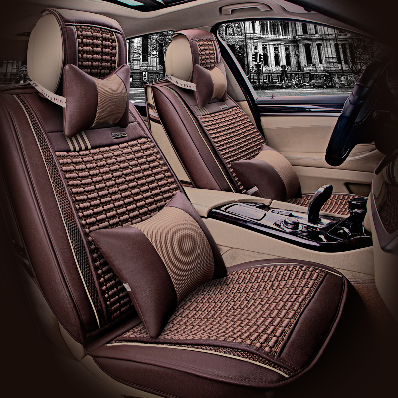 夏季冰丝亚麻汽车坐垫全包亚麻棉座垫毛垫广汽传祺GS5速博座椅套