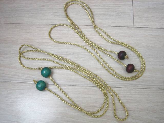 Golden Cord Belt, Neck Embellishment, Waist Decoration, Wooden Beads Golden Cord Belt, Neck Embellishment, Waist Decoration, Wooden Beads