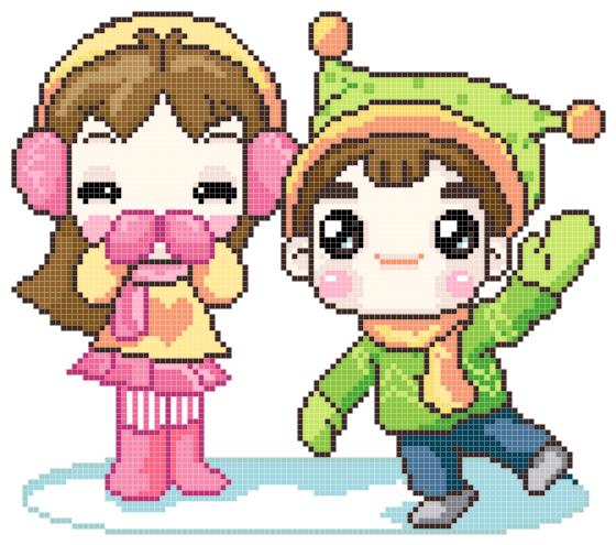 Cross-stitch electronic drawing 4263 Happy baby pillow drawing 108W*95H26 color PAT source file