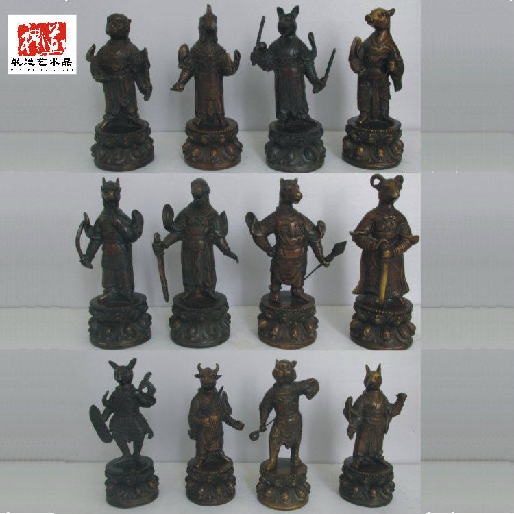 With base Yuanmingyuan Zodiac zodiac pure copper handicraft brass casting full body bronze beast first Chinese decorative pendulum piece-Taobao