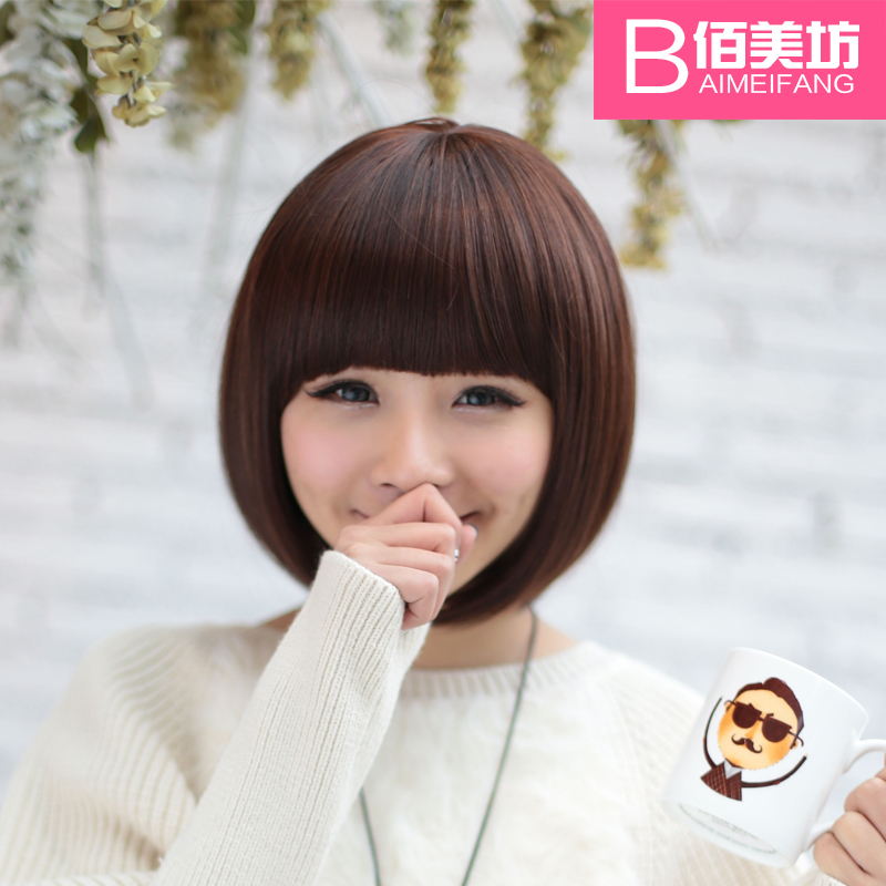 佰美坊假发 女短发帅气bobo头斜齐刘海发型修脸假发女短发波波头