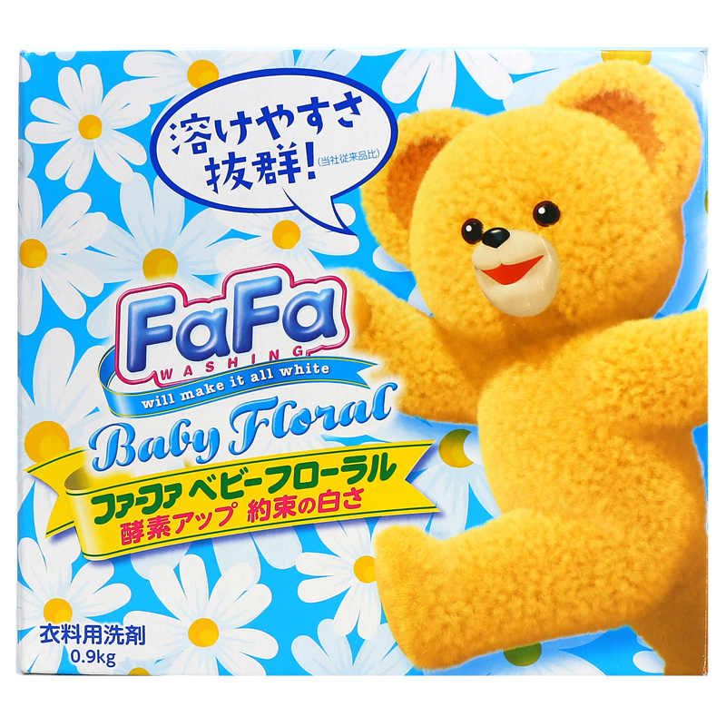 日本原装FAFA小熊添加天然柔顺剂酵素渗透强力去污洗衣粉1000g