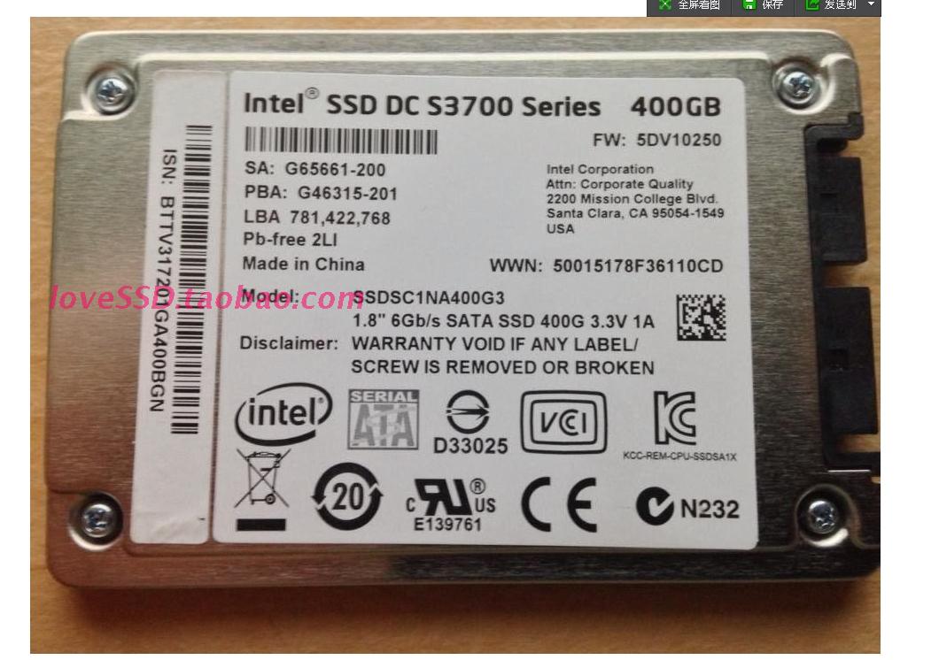 Intel Intel S3700 1 8 "400G DC Enterprise Server HET Particle