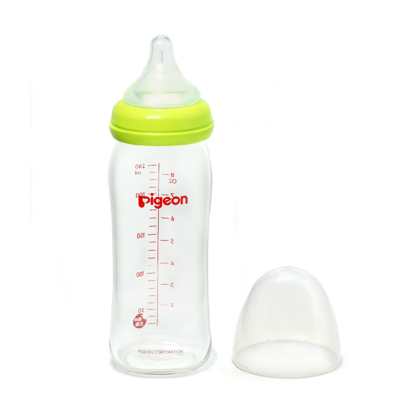 日本直邮 原装贝亲pigeon母乳实感 耐热玻璃奶瓶240ml 宽口