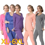 Mùa thu và mùa đông chất béo MM màu cotton cổ V đồ lót nhiệt phù hợp với Qiuyi Qiuku trung niên cotton phù hợp với 200 kg cộng với chất béo Po