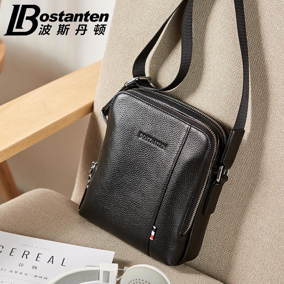 Posdamton Mini Single Shoulder Bag Men's Slanted Satchel leather Leather Tide Cards Bag soft leather casual men Youth small scapegoat