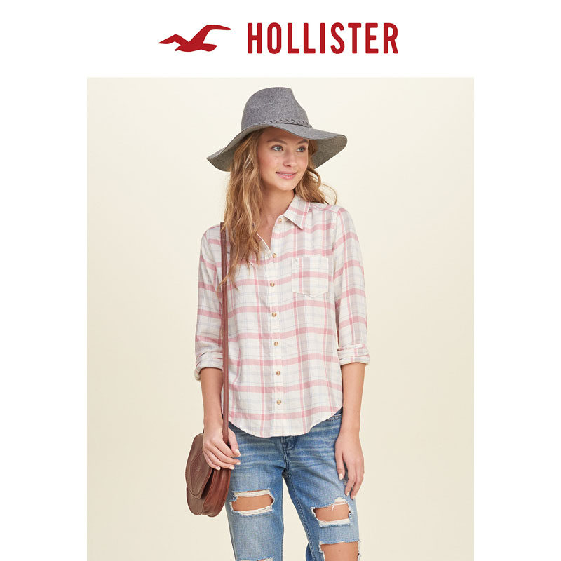 Hollister 2016春装新款格子休闲衬衫 女 114547
