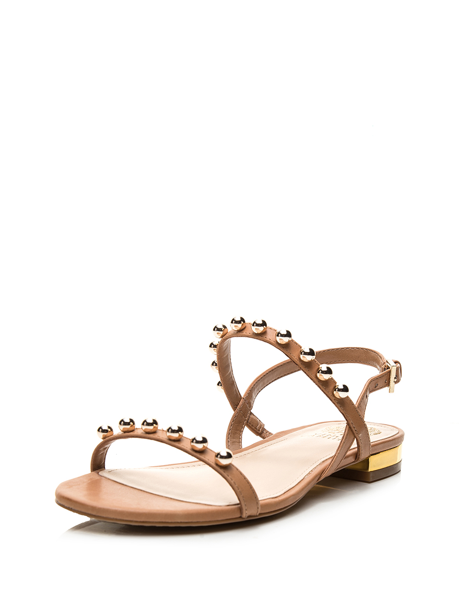 VINCE CAMUTO 棕色圆形立体铆钉细搭带凉鞋