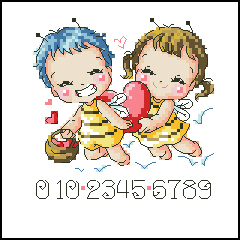 Cross embroidered electronic drawings 3898 SO-4130 cartoon lovers holding pillows 61W* 60H16 color XSDs source files