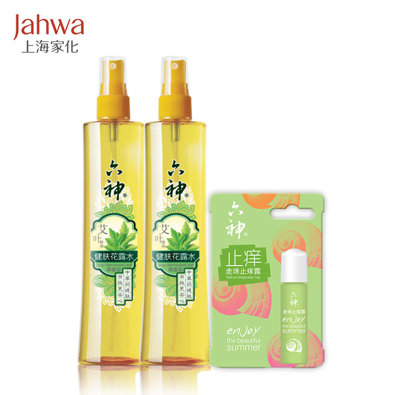 【上海家化】六神走珠止痒露 9ML+六神艾叶健肤花露水180ML*2